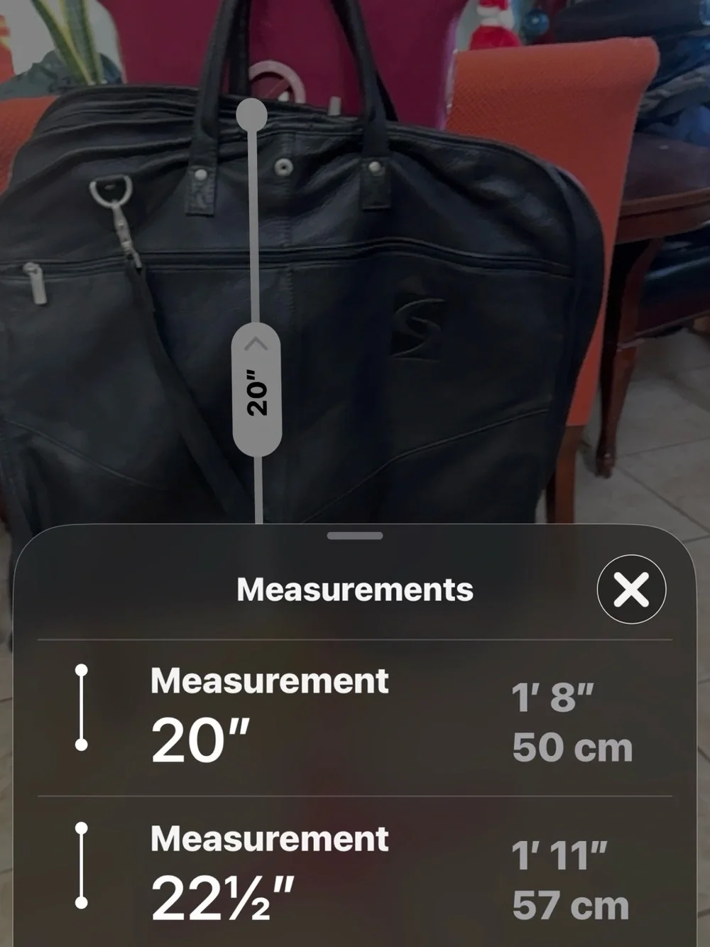 Genuine soft leather garment bag. Excellent condition .